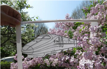 济南铁路局职工创意手绘高铁载着春天前行