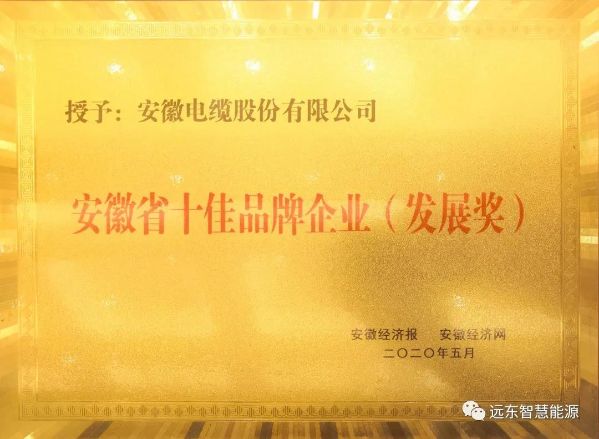安缆荣获“安徽省十佳品牌企业” 安缆荣获“安徽省十佳品牌企业”