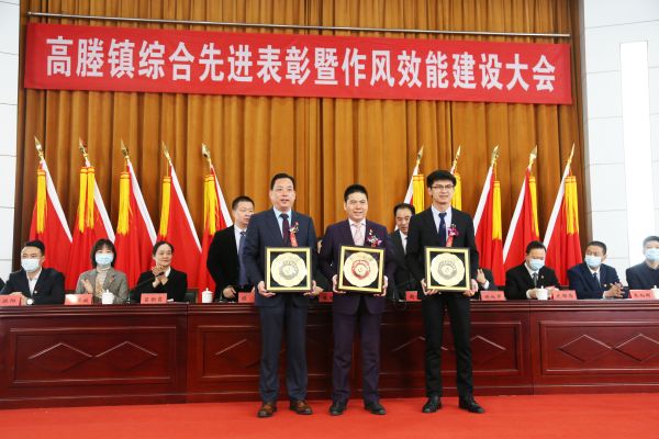 蒋锡培(左二)代表远东控股集团领取高塍镇“十三五发展领军企业”荣誉 蒋锡培(左二)代表远东控股集团领取高塍镇“十三五发展领军企业”荣誉